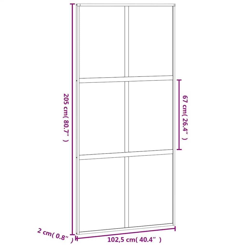 Sliding Door White 102.5 X 205 Cm Tempered Glass and Aluminum