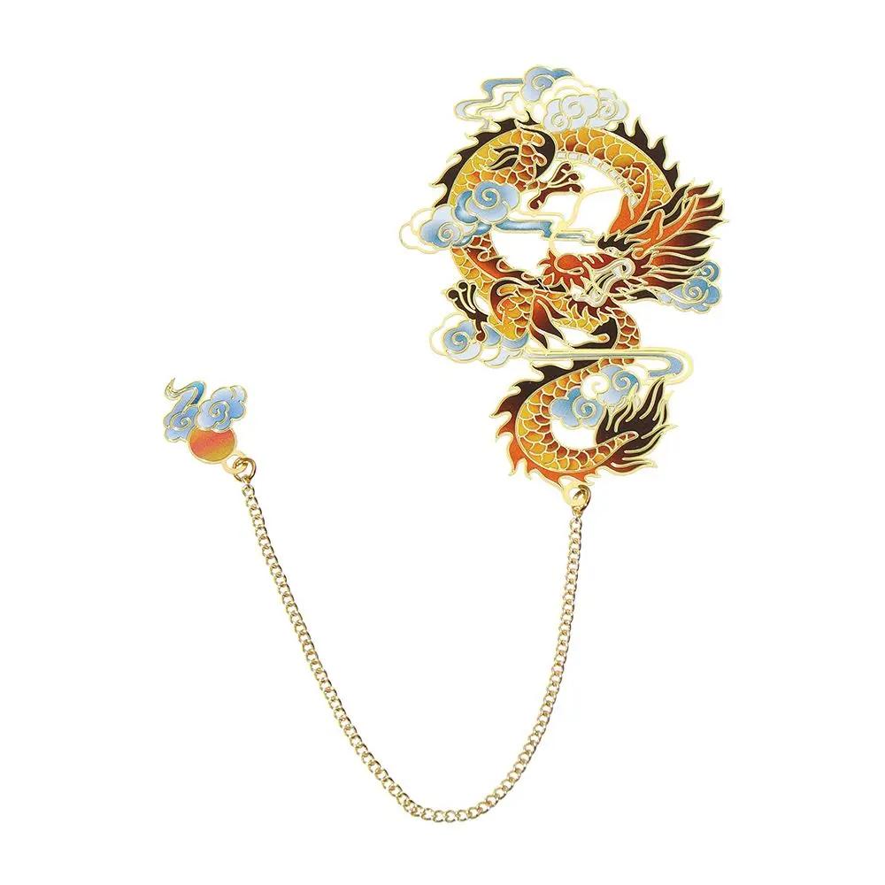 Chinese style School Office Supplies Pendant Tassel Metal Pagination Mark Book Clip Brass Bookmark Painted