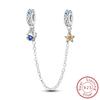 925 Silver Safety Chain Charms Golden Bow Snowflakes Infinite Love Safety Chain Fit Bracelet Jewelry Making