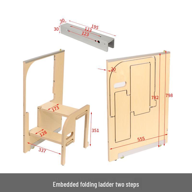 Multifunktionale zweistufige Klappleiter & Kindertrittschemel mit Stauraum