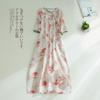 New women's Chinese style buckle cheongsam dress printed cotton dress in summer