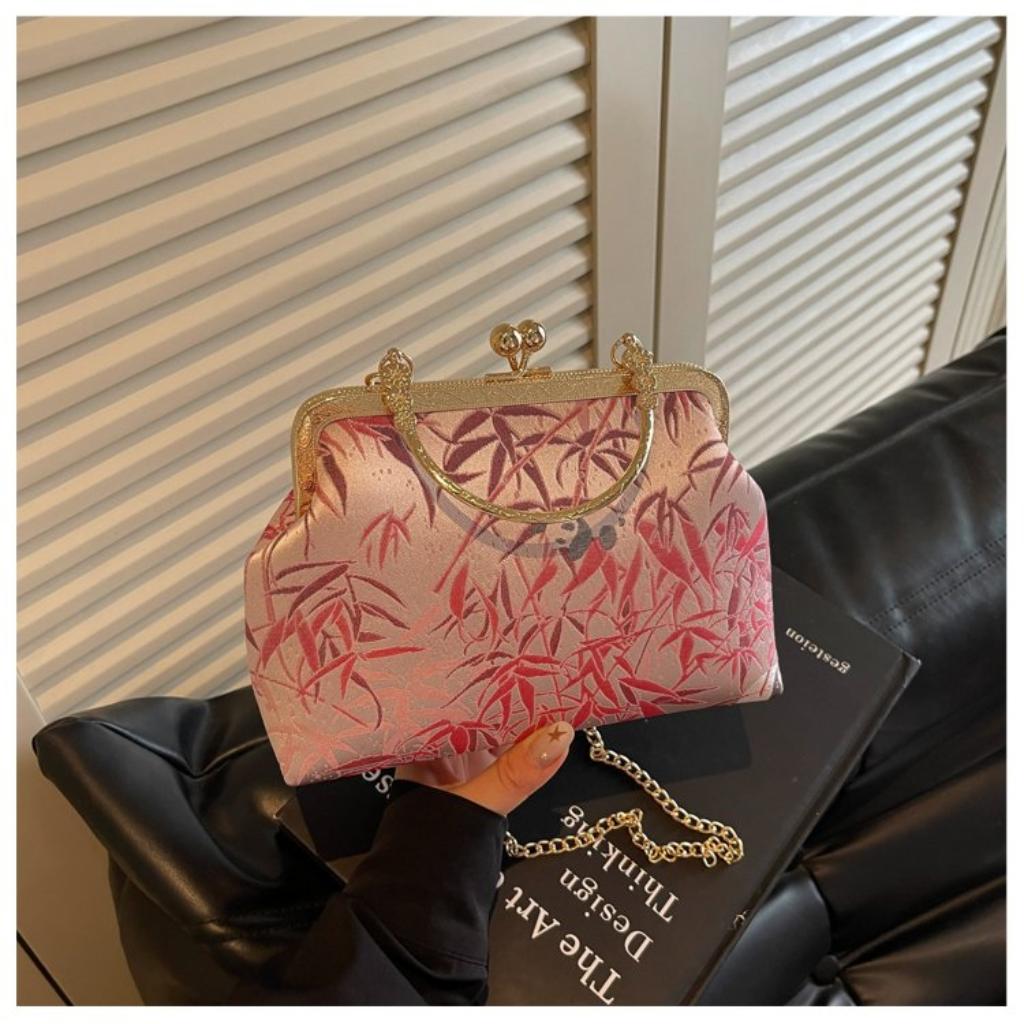 Handbag Women Cloth Bamboo Handle Panda Print Daily Commute