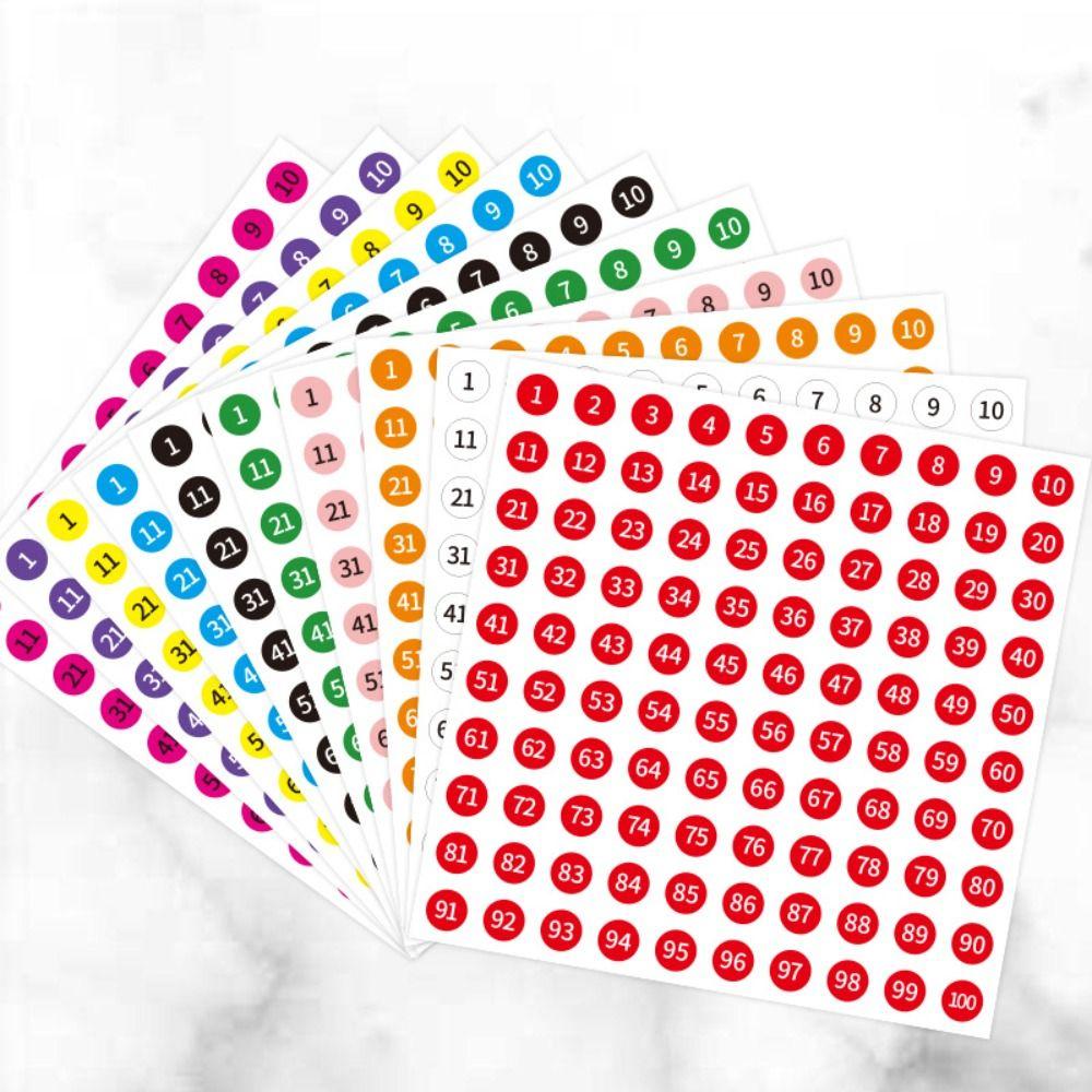 100Sheets 1-100 Labels Number Stickers Nail Polish Color Sorting Stickers  Lipstick Color