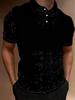 Printed Design – Not Textured Men's Short Sleeve POLO, Flat Digital Print Pattern - Non-textured Fabric Texture with Dark Background, Fashionable