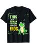 Men'S Plus-Size Frog Pattern T-shirt |, Unisex, Street Style, Short Sleeve, Crew