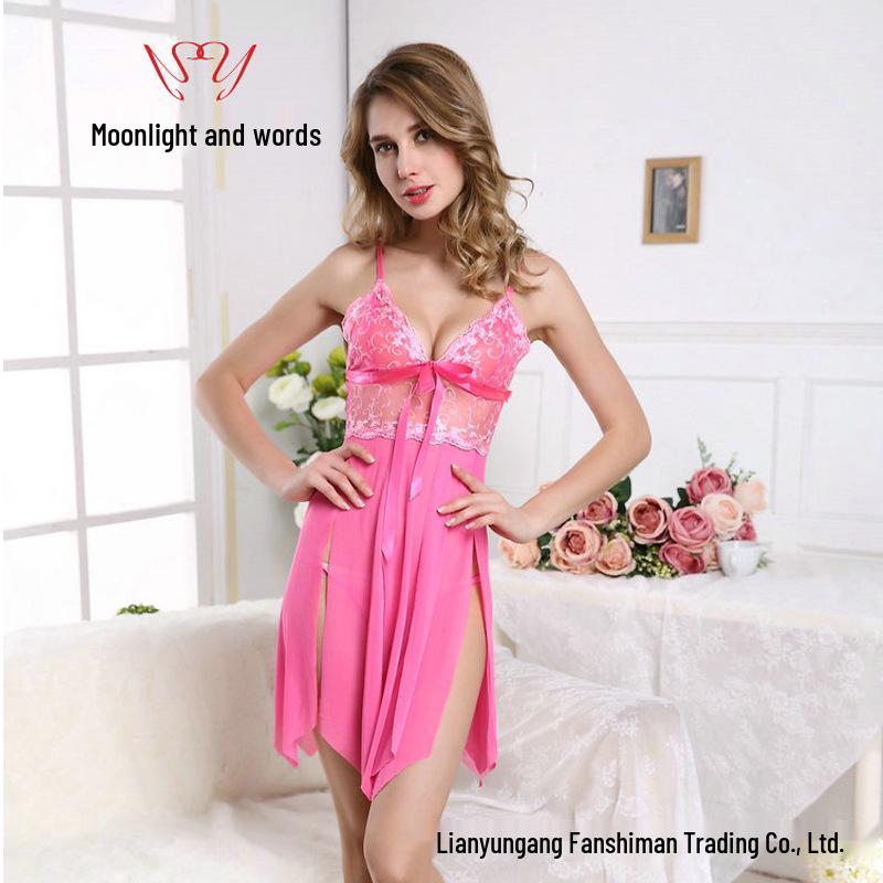 Lace Nightgown - European & American Sexy Embroidered Women's Sling Dress