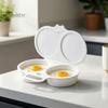 Fast Breakfast Cooking Tool Dual Cavity Microwave Egg Poacher with Lid And Handle, Food Grade Plastic Simple Cooker for Home Steamer, Oil-free
