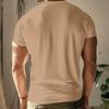 Herren Sport T-Shirt Schnelltrocknend Atmungsaktiv Shirt Schlank Knopf V-Ausschnitt Oberteile Einfarbige Freizeit Fitness Kurzarm T-Shirt Herren