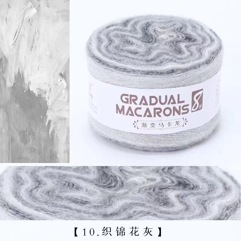 100g/roll Macaron Rainbow Section Dyed Yarn Mohair Blend Hand Woven Crochet Baby Sweater Outer Scarf Cake Thread Soft Fluffy