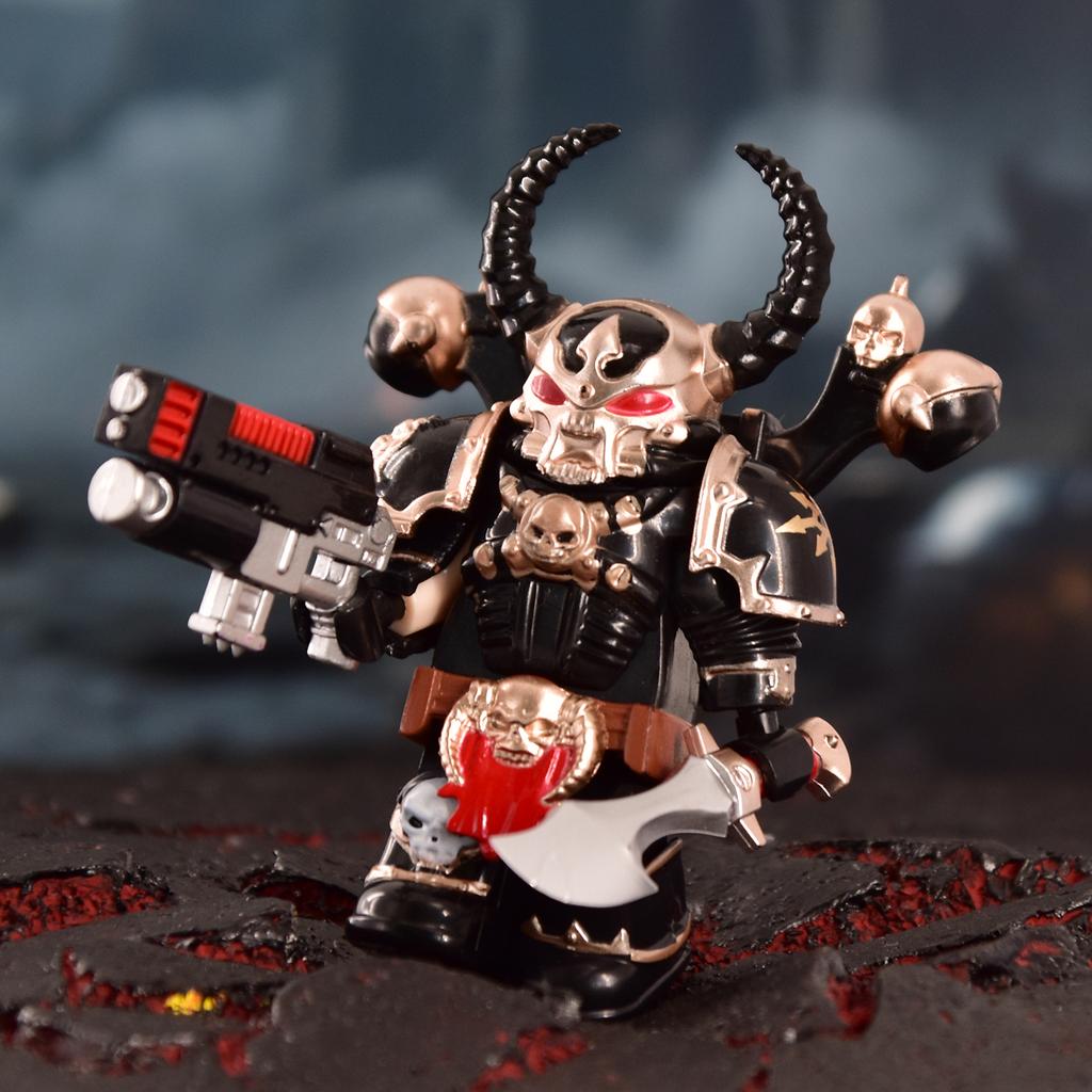 Figure di Space Marine del Caos Calde Armature Intricate CSM Multi-Armi(Lancia/Ascia/Pistola), Legione Nera, Collezionabile Dark Fantasy