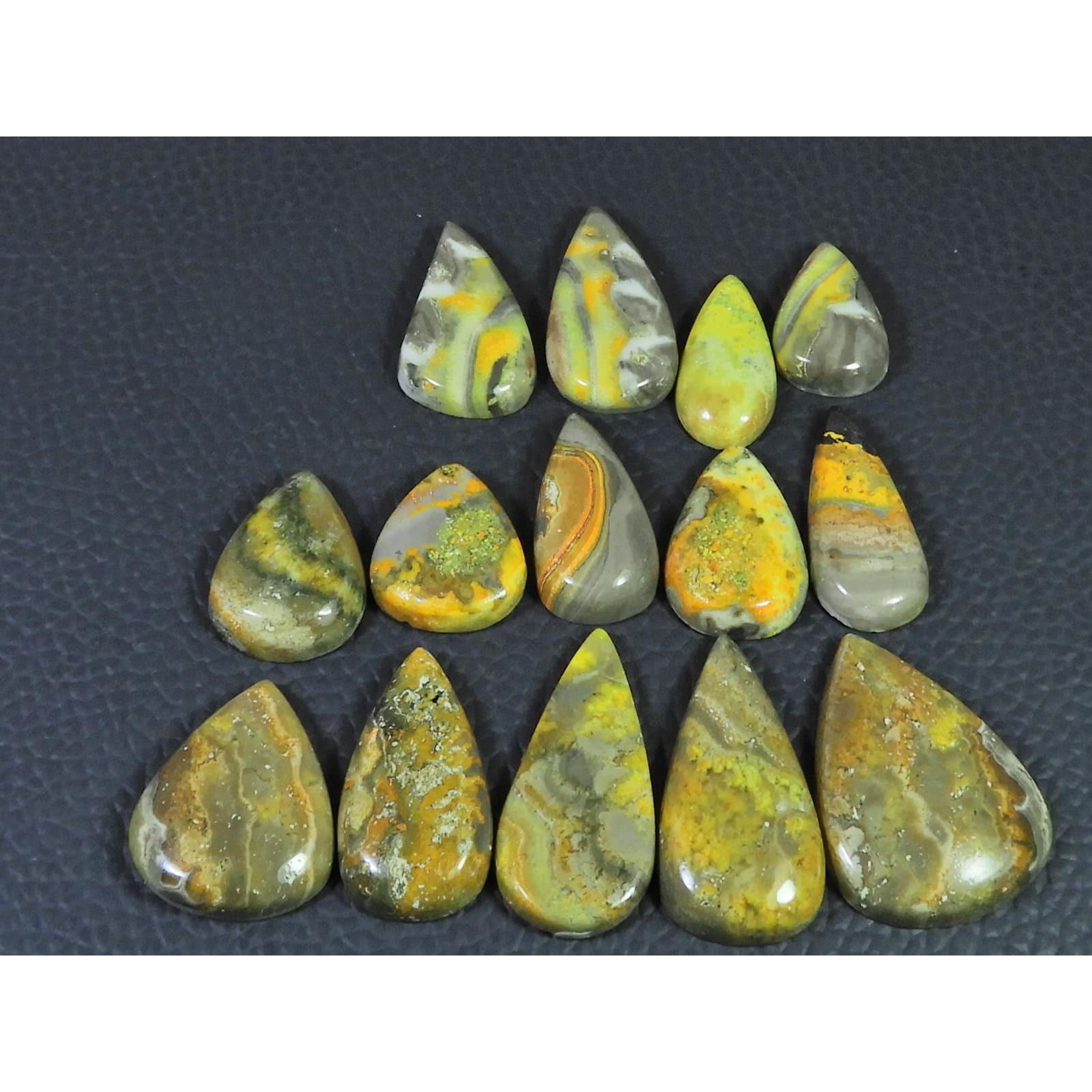156Cts. Natural Bumble Bee Jasper Pear Cabochon Loose Gemstone 14Pcs Lot C-2265