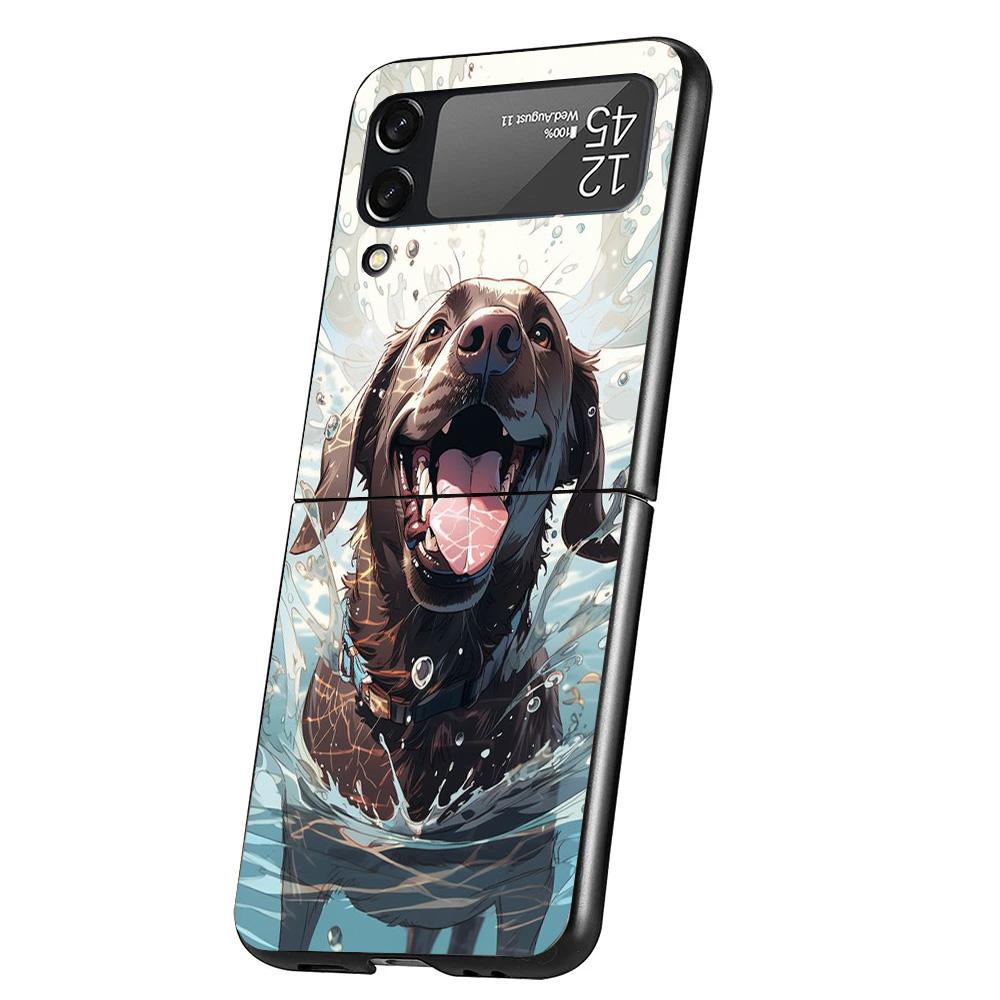 Labrador Retriever Dog Case Phone Cover for Samsung Galaxy Z Flip 6 5 4 3 5G ZFlip6 ZFlip5 ZFlip4 ZFlip3 Black Hard Trend Fundas