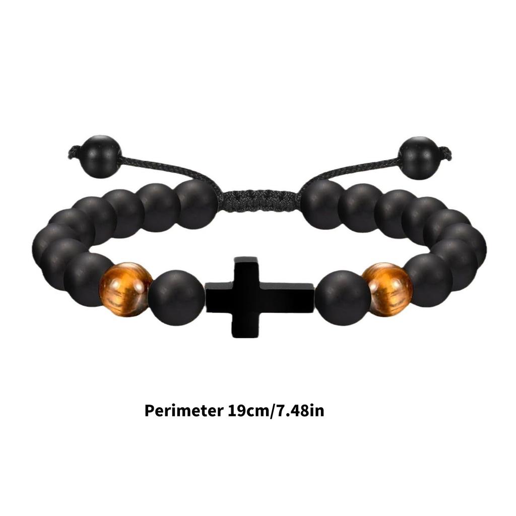 Adjustable Crosses Bead Bracelet for Boys Christening Confirmation Communion Gifts With Gifts Box Godson Son Grandson