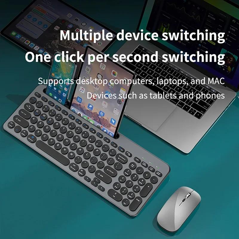 2.4G Wireless Keyboard and Mouse Combo Three-mode Multi System Compatibility Bluetooth Keyboard Mouse Set Rechargeable Keyboards