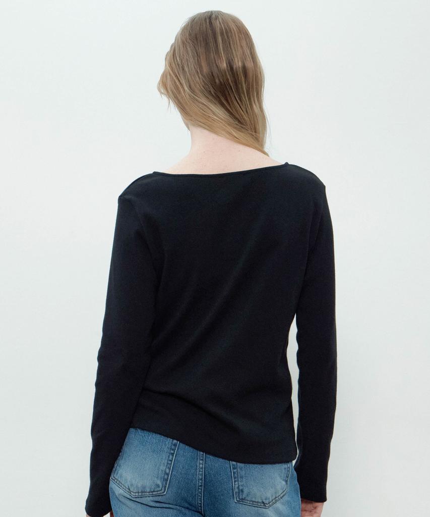 Deomago Basic Boat Neck T-Shirts (Black)