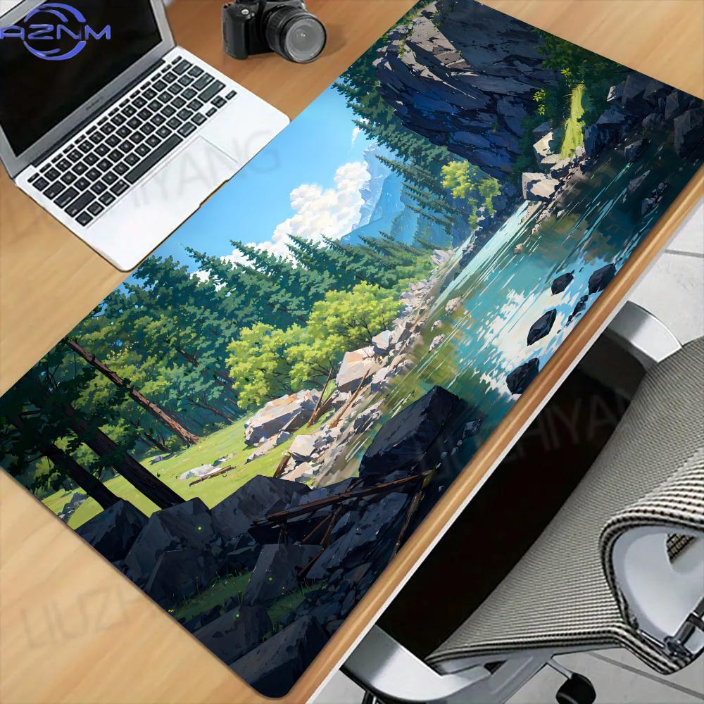 Anime Countryside Scenery Large Desk Mat Sky Cloud Mountain Road Xxl Mouse Pad NonSlip Stitched Edge Keyboard Gaming Mat