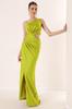 One Shoulder Low-Cut Chain Satin Evening Dress
