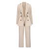 Women Office Pant Suit Double Breasted Full Sleeve Blazers Jacket+Wide Leg Pant Two Pieces Set Lady Outfits Work Clothes