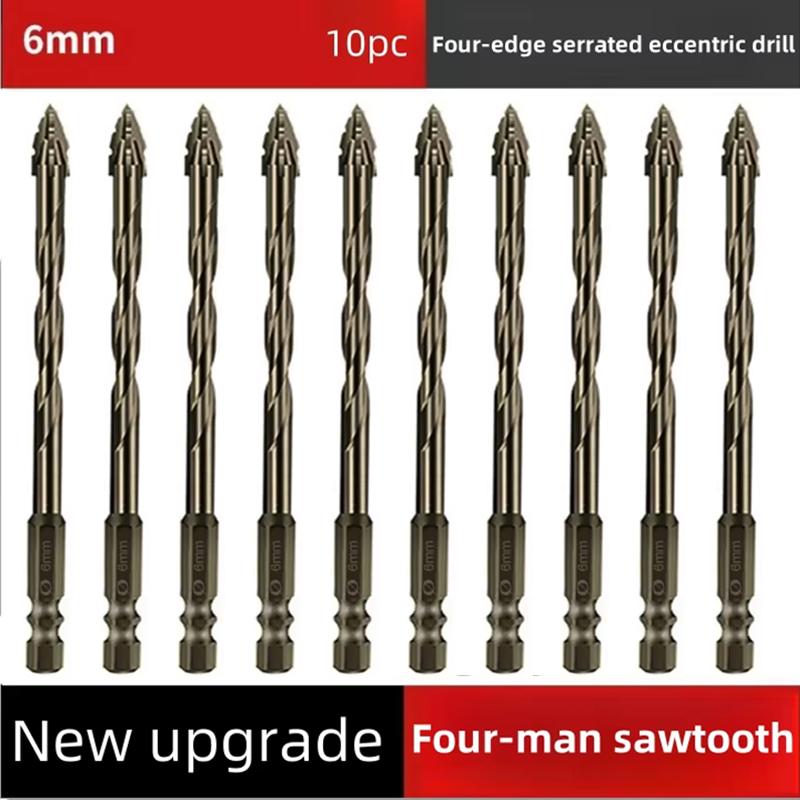 4-Blade Saw Tooth Eccentric Drill Bit for Wood/Metal/Concrete,High-Speed Steel,Heat-Resistant,Professional Rotary Tool Accessory