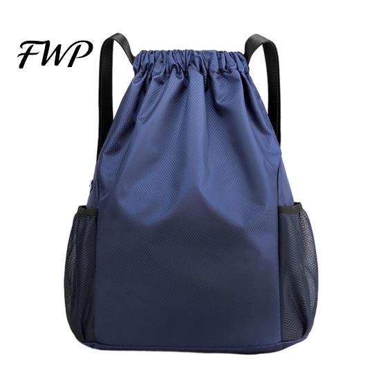 Swimming Gear Bag Sports Backpack, Drawstring Gym Backpack with Side Mesh Pockets, Double Pocket Waterproof Workout for Basketball Soccer Swim