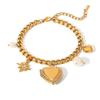 Cuban Chain Diamond-encrusted Heart Eight-pointed Star Pendant Bracelet, Unique Trendy Jewelry