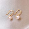 Baroque Freshwater Pearl Geometric Drop Earrings Gold Tone Copper Wedding Party Jewelry for Women