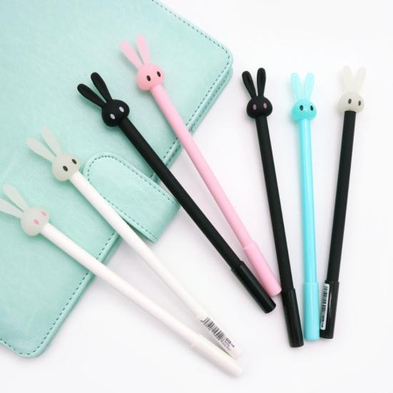 4Pcs Kawaii Rabbit 0.38mm Black Ink Gel Pens Stationery Office School Supplies