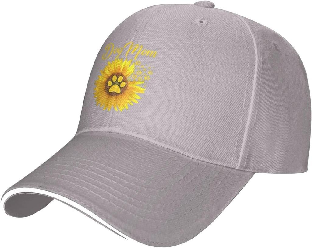 Dog Mom Sunflower Paw Print Baseball Cap Unisex Adjustable Polyester Casual Summer Sun Protection Hat