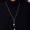 Fashion Simple Silver Pearl Necklace for Women Long Tassel Pull Design Clavicle Chains Necklace Party Jewelry Accessories