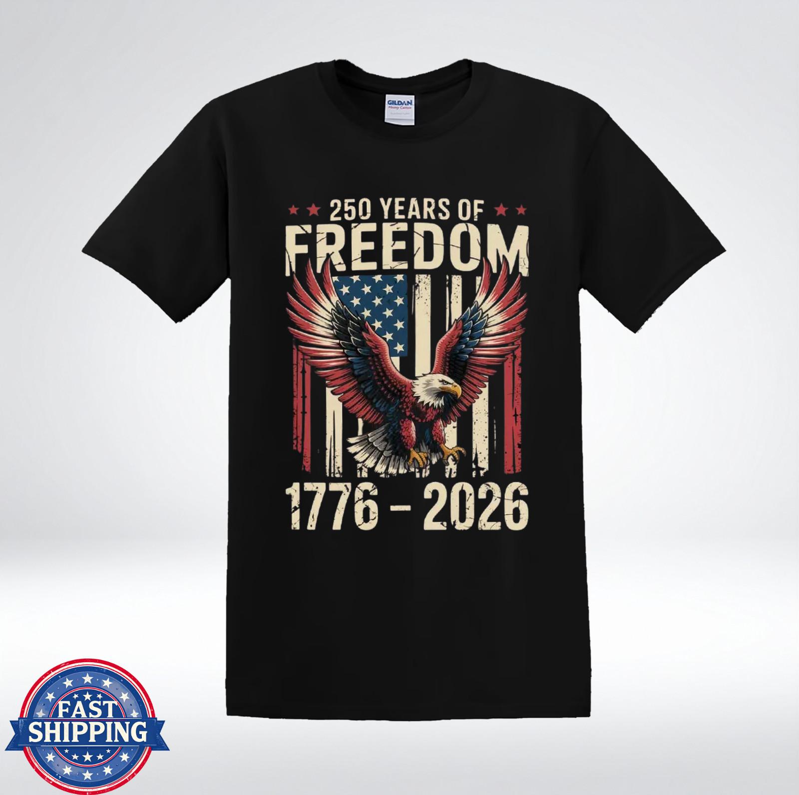 250 Years Of Freedom 1776-2026 Patriotic Eagle USA T-Shirt L