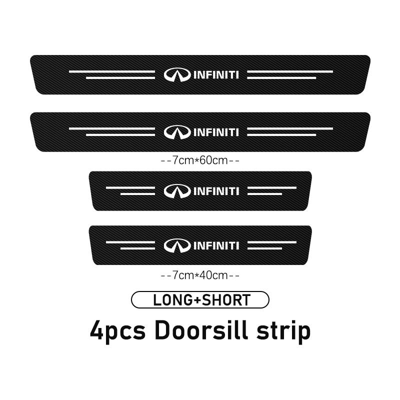 For Infiniti 1/4pcs Car Threshold Strip Anti Stepping Leather Protective Sticker QX50 QX30 QX60 G25 JX35 FX35 FX37 FX50 EX35 UU555