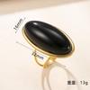 Retro Charm Gold Color Stainless Steel Geometric Oval Dopamine Colorful Natural Stone Rings for Women Finger Jewelry Accessories