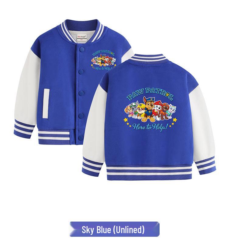 Paw Patrol Kids' Spring & Autumn Jackets: 2024 Thickened Baseball & Fleece Cardigan for Boys and Girls