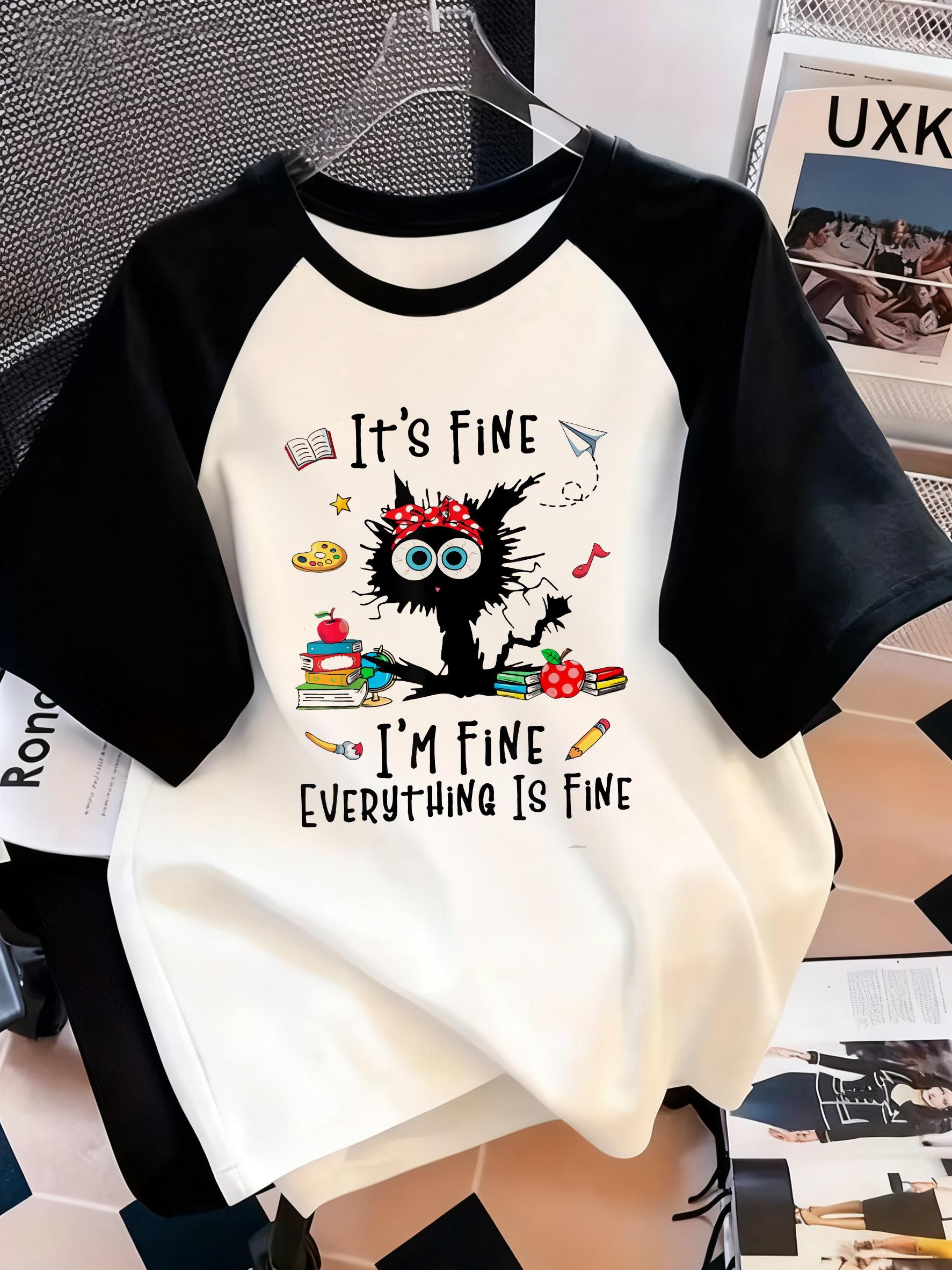 

T-shirt Fashion Black Cat Red Bow T-shirt Short Sleeve Top Spring/Summer Women s Wear XXL