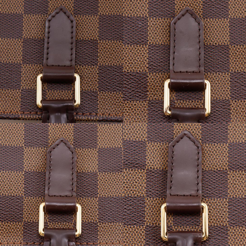 Louis Vuitton Sac Plat Handbag N51140 Tote Bag Brown Damier Canvas Unisex Used