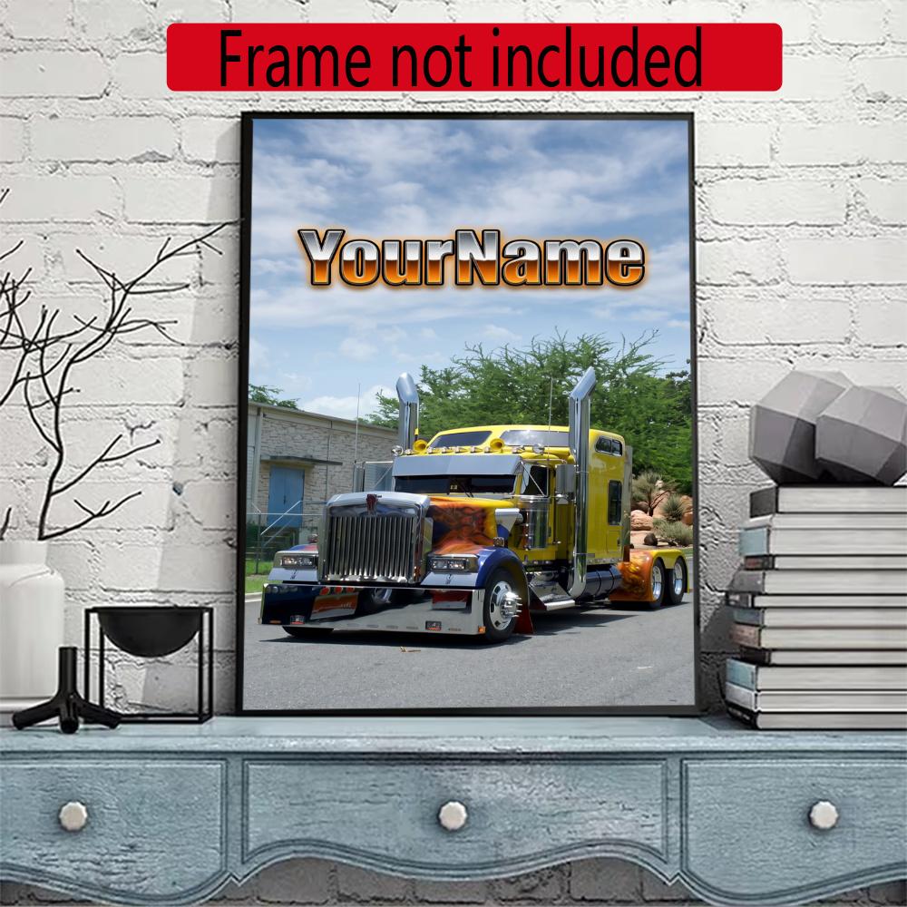 Kw Heavy Trucks Customize Your Name Diamond Painting Round Diamond Diy Frameless Holiday Artwork Suitable For Home Office Wall Decoration