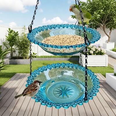 Hanging Bird Bath And Feeder Outdoor Bird Bath Feeder Bowl Bird Bath Bowl Attracts Wild Birds for Garden Yard Decor