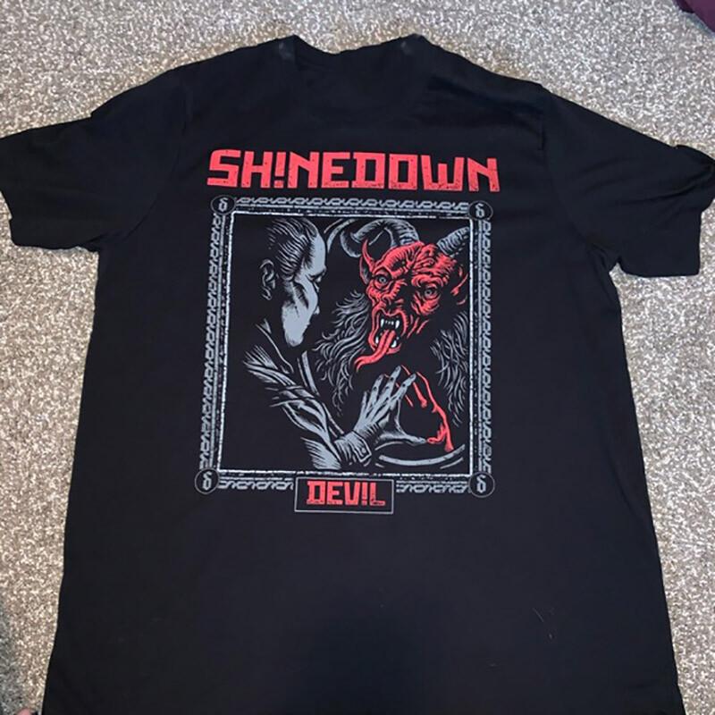 Shinedown Attention World Tour Хлопковая футболка с коротким рукавом Черная Все размеры Футболка унисекс AH1003 L