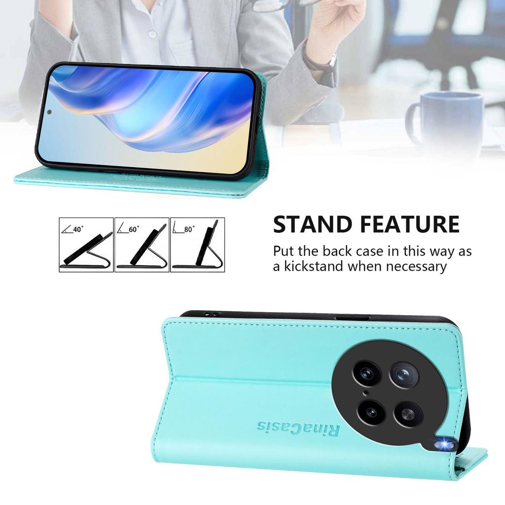 For Vivo X200s 5G Leather Case RINACASIS RC01 Phone Cover with RFID Blocking Wallet Stand