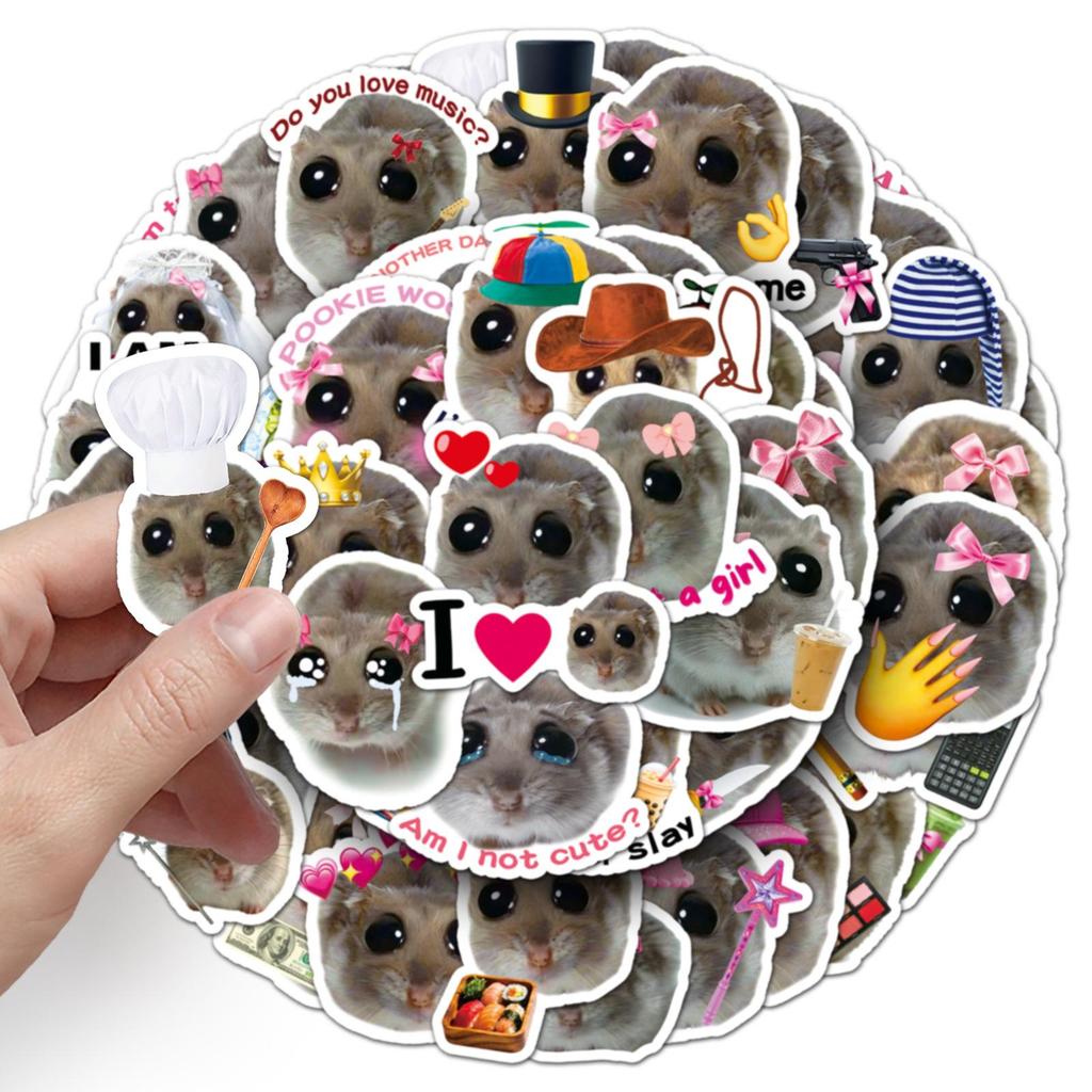 50 Sheets Big-Eyed Hamster Funny Emoticon Waterproof DIY Stickers