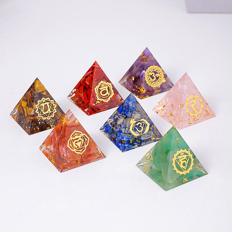 7Pcs Pyramid Set With Gift Box 3Cm Natural  Stone Pyramid  Energy Tower Home Decorative Ornament Home Decor