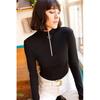 Dame Ecru rullekraveglidelås lycra bluse