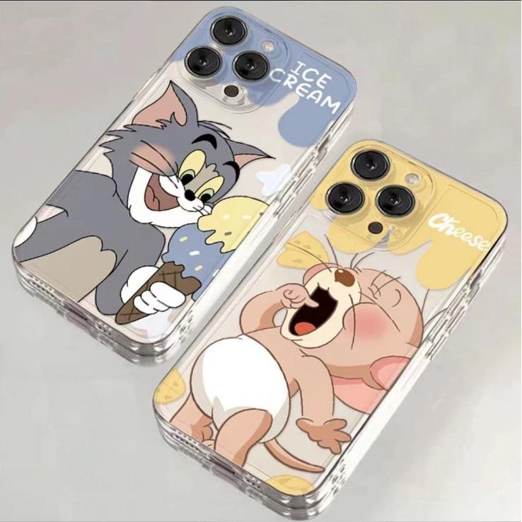 Cute Cartoon Tom and Jerry for Apple 16/16promax Phone Case 12/11pro Transparent Xr/xs