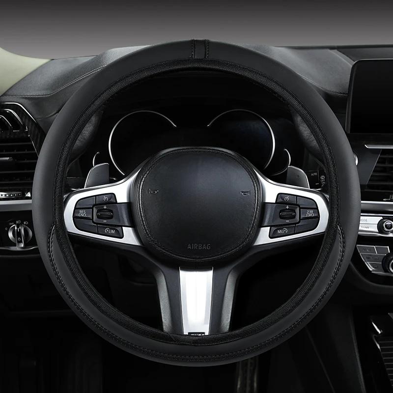 Elastic Stretch Steering Wheel Cover Without Inner Ring Fits 14.5-15in Steering Wheels, Wear-resistant Leather, Easy Carry