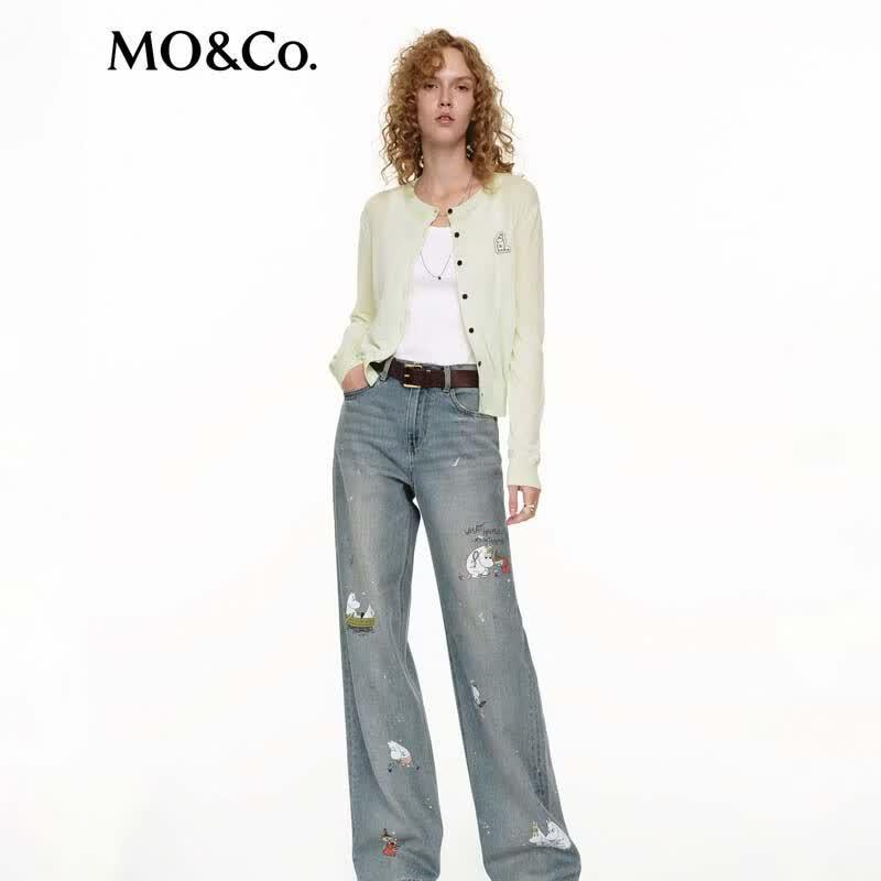 MO&Co. Women's Wide-Leg Low-Rise Jeans