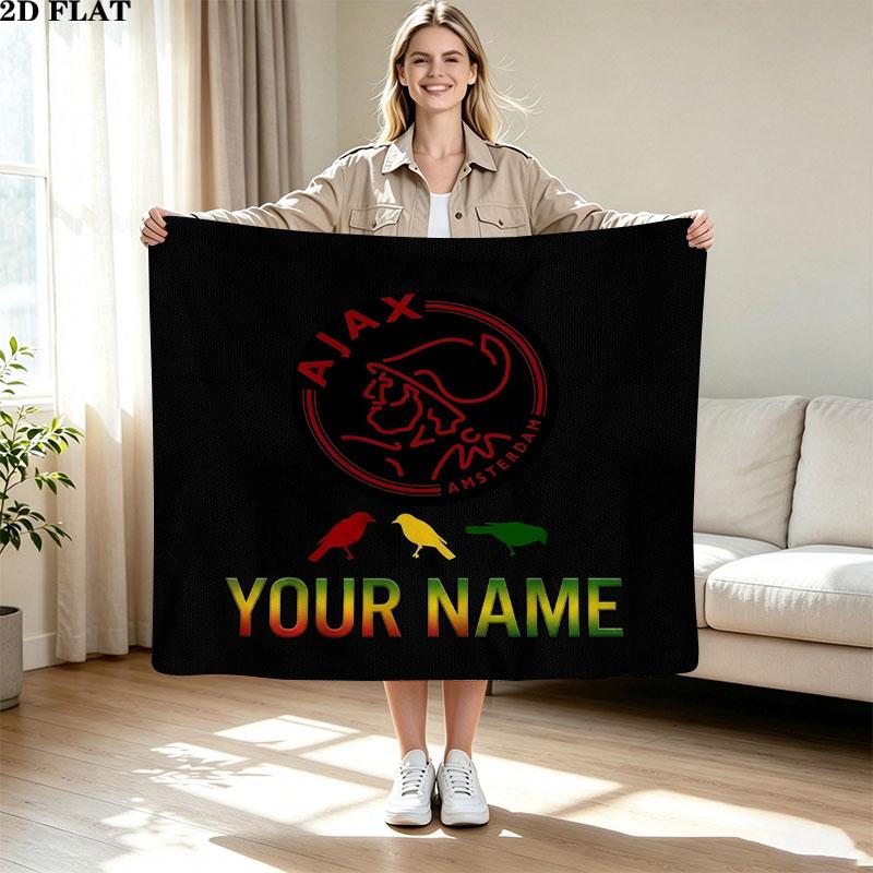 1PC AFC Ajax Custom Name Patterned Flannel Blanket Suitable For All Seasons for Home Decor Warmth and Comfort Gifts Holiday Present
