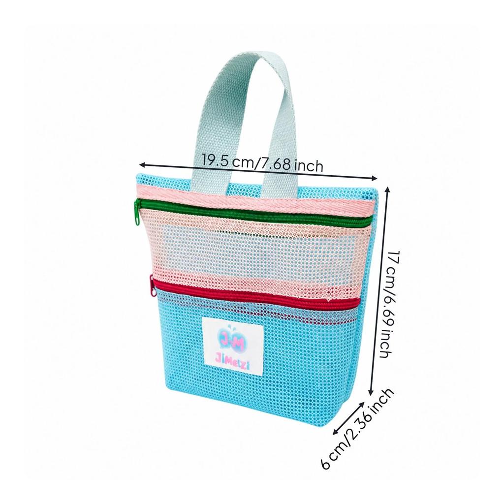 Handheld Mesh Storage Bag Multi-Functional with Two Zippered