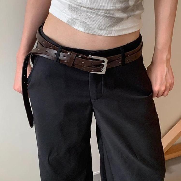 Men Women Unisex Double Row Waist Belt for Pants Jeans Leisure Street Wear Adjustable Waist Strap for Hiphop Dance Wear