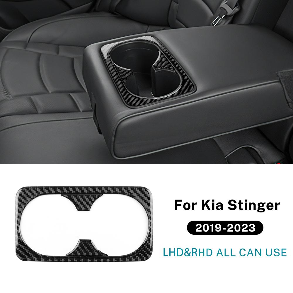 Real Soft Carbon Fiber Sticker For Kia Stinger 2019 2020 2025 2025 2025 LHD RHD Car Rear Seat Water Cup Interior Accessories