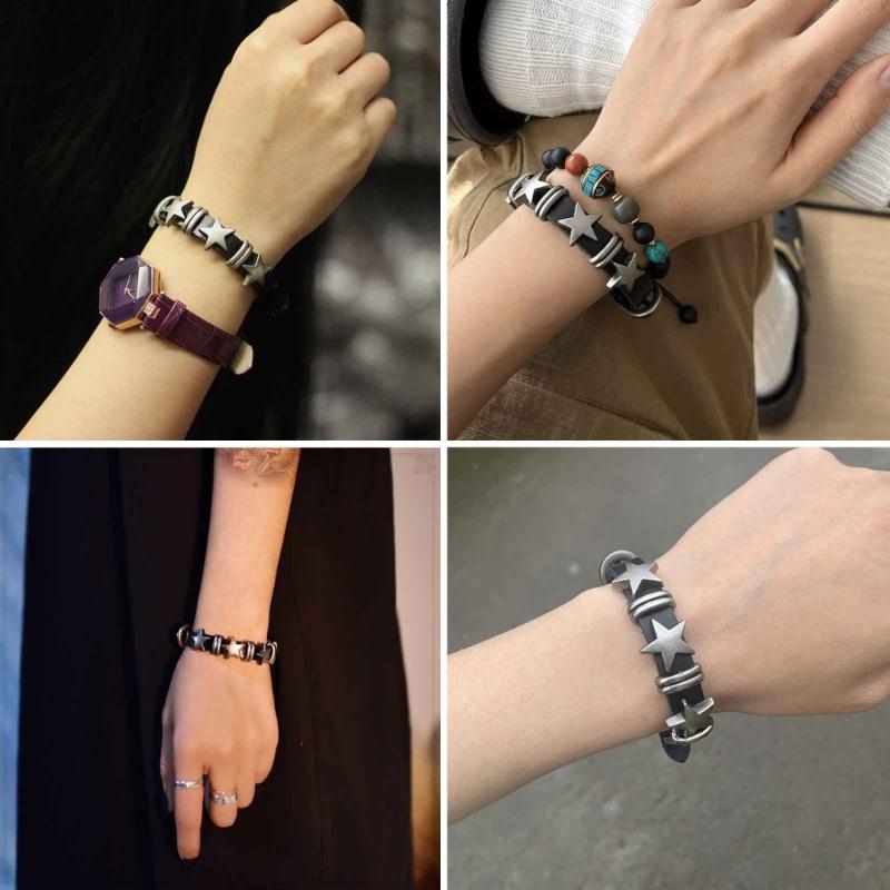Vintage Stern Leder Uhrenarmband Armband für Damen Süß Cool Charm Mode Verstellbares Armband Halloween Schmuck Geschenk